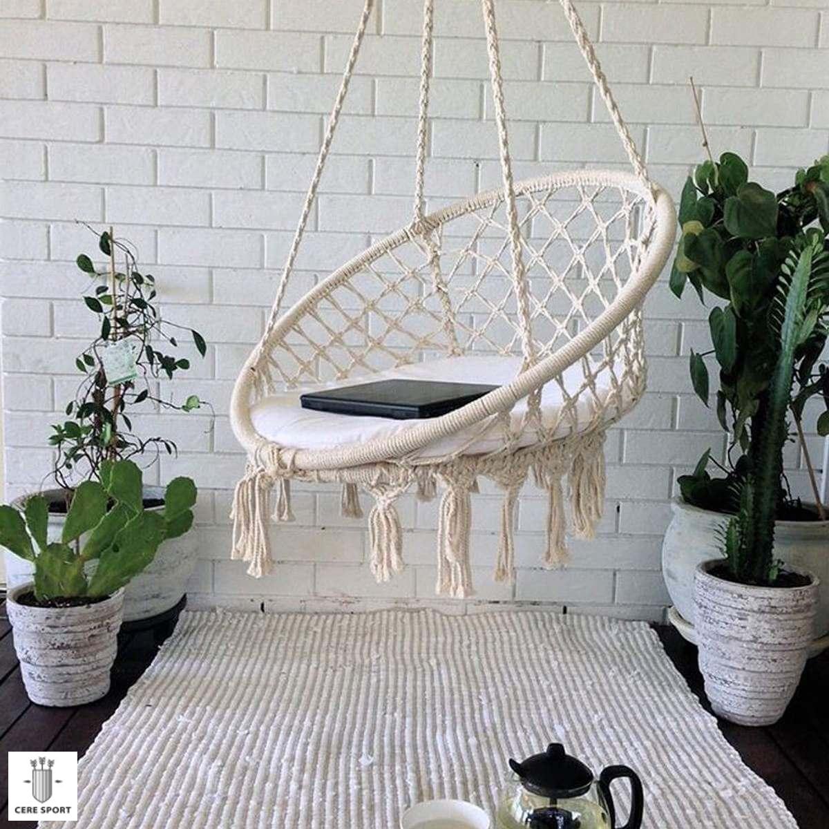 Závěsné křeslo Hammock - kulaté bílé